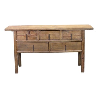 Antique Chinese Console Table With Five Drawers For Sale