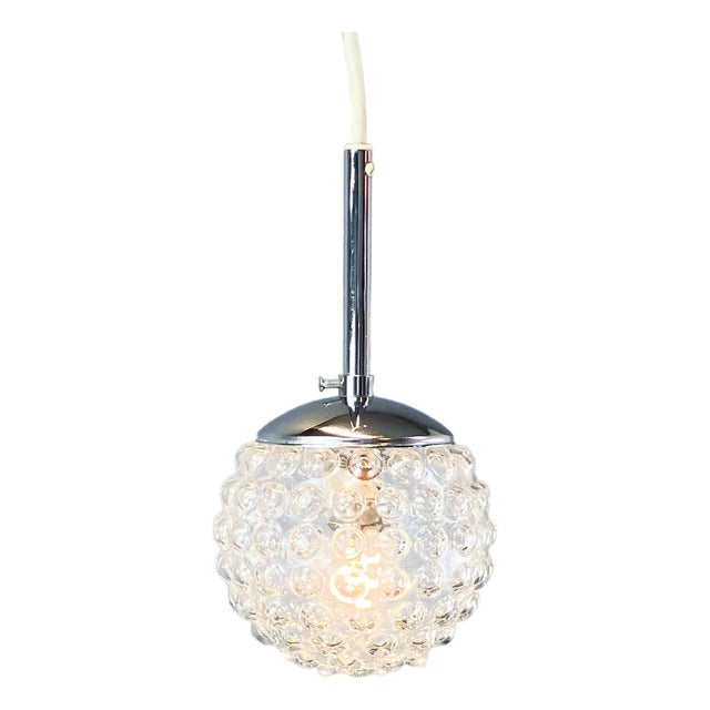 Model P115 Pendant in Chrome with Glass Globe by Rolf Krüger for Staff + Schwarz, 1970s For Sale