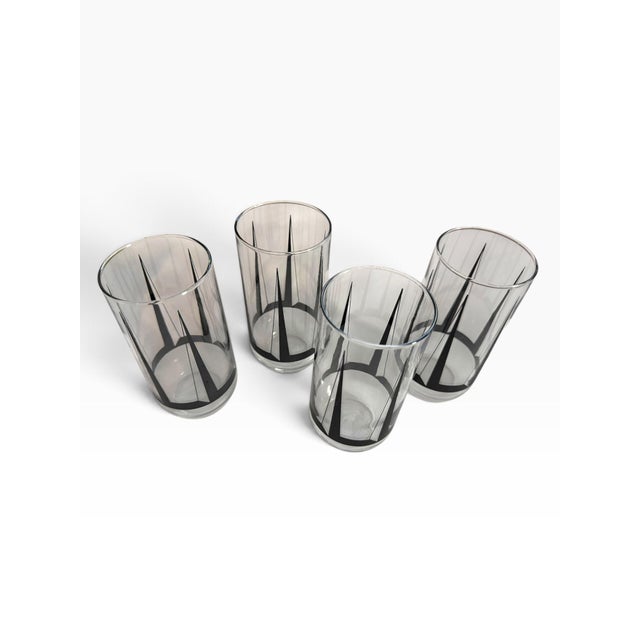 Mid 20th Century Vintage Mid-Century Modern Geometric Highball Glasses Georges Briard Style - Set of 4 For Sale - Image 5 of 10