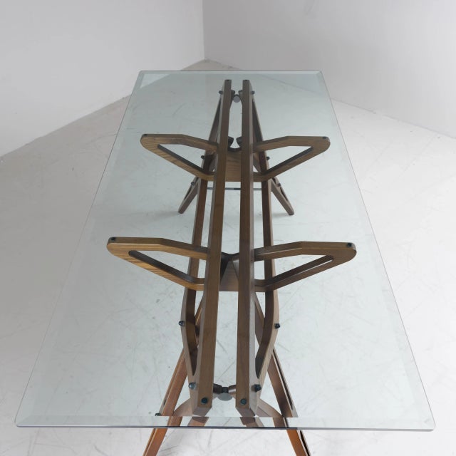Glass Rectangular Table in Wood and Glass by Carlo Mollino for Zanotta, 1980s For Sale - Image 7 of 11