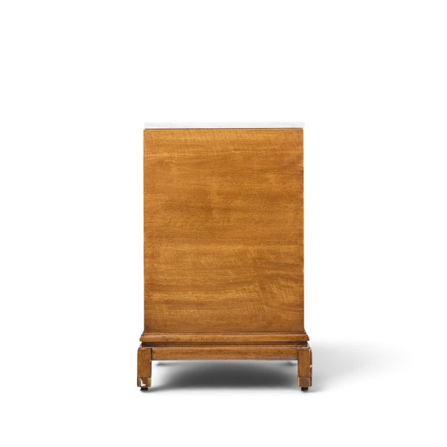 Mid 20th Century Renzo Rutili for Johnson Furniture Mid Century Walnut, Brass and Marble Credenza For Sale - Image 5 of 10