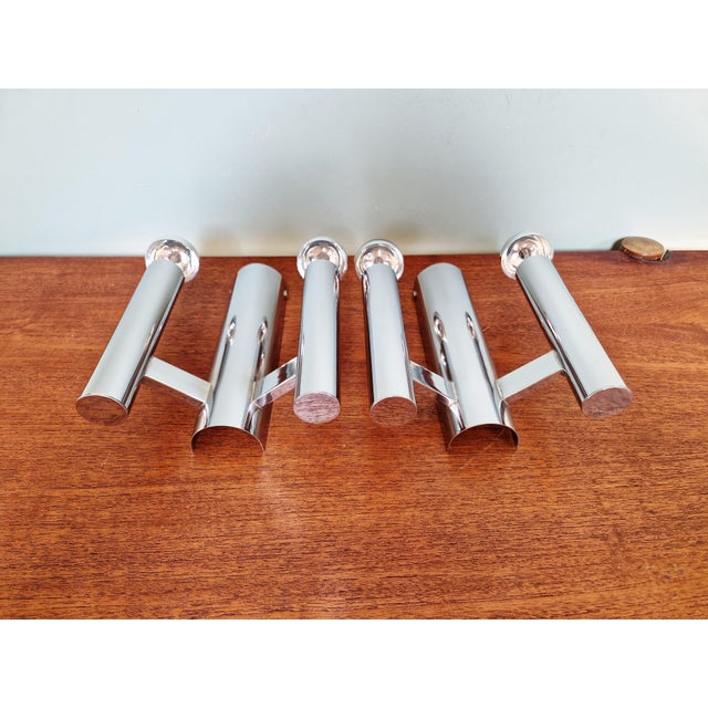 Double Tubular Wall Lights in Chromed Metal by Gaetano Sciolari for Boulanger, 1970s, Set of 2 For Sale - Image 10 of 15
