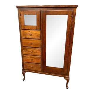 19th Century Antique Oak Chifferobe Wardrobe For Sale