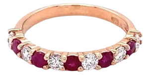 1.06 Carat Diamond Ruby 14 Karat Rose Gold Stackable Band, Size 7