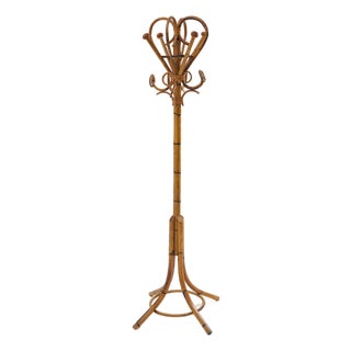 Floor Coat Stand in Rattan and Woven Wicker, 1960s. For Sale