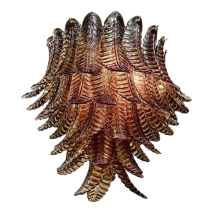 Murano Palm Leaf Chandelier in Tobacco Brown