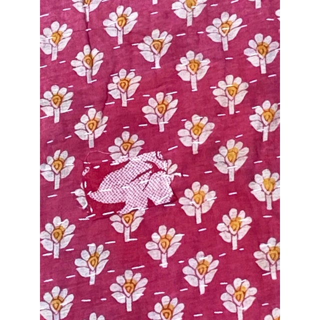 This 83" by 52" W Vintage Throw Kantha Quilt is crafted from 100% Old Cotton Recycled Fabric with two layers of sarees...