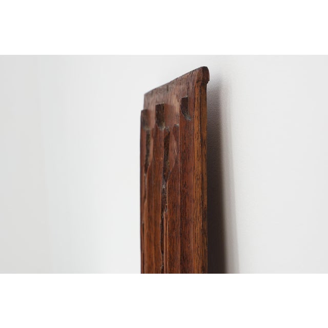 16th Century Antique Gothic Linenfold Panel in Carved Oak, 1500s For Sale - Image 5 of 11