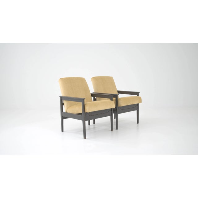 Mid-Century Modern 1960s, Czech Upholstered Armchairs - A Pair For Sale - Image 3 of 12
