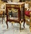 Louis XV Marquetry Cabinet With Floral Damask Interior & Marble Top For Sale - Image 9 of 9