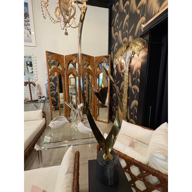 Vintage Signed Curtis Jere Brass & Marble Statue Art Eternal Flame For Sale - Image 12 of 12