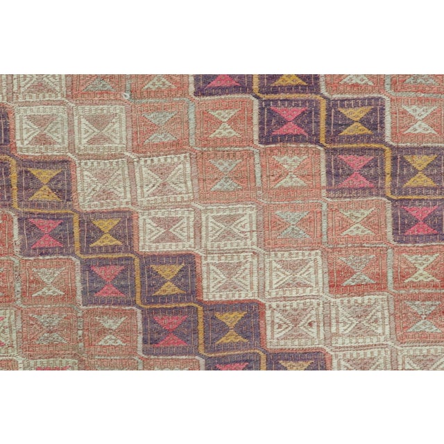 Mid 20th Century Sardes Nomads Embroidery Kilim Rug For Sale - Image 11 of 13