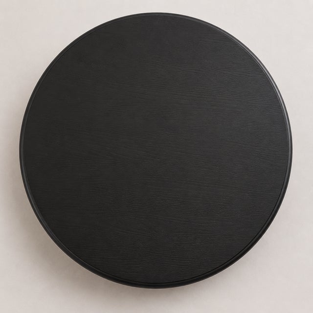 Late 20th Century Vintage Black Round Pedestal Coffee Table With Casters For Sale - Image 5 of 5