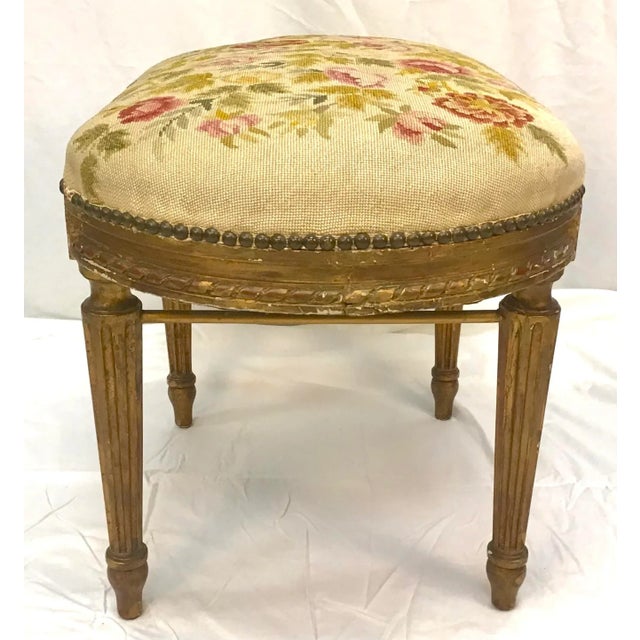 Late 19th Century Louis XVI Style Giltwood Tabouret For Sale - Image 5 of 7