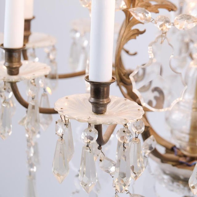 Antique Crystal Chandelier in Gilt Bronze with Louvre Style Decorations, 1920s For Sale - Image 12 of 14