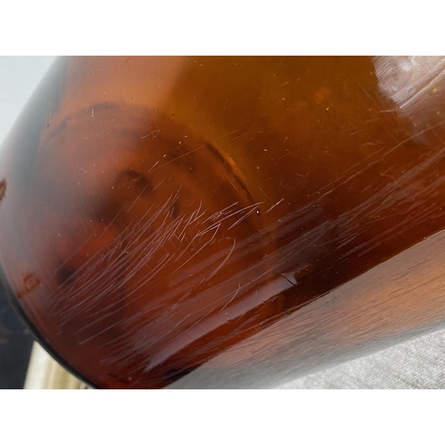 Glass Large Amber Glass Apothecary Bottle, 1970s For Sale - Image 7 of 9