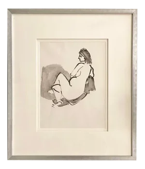 Vintage Nude Drawing by John Alfred Begg, Framed