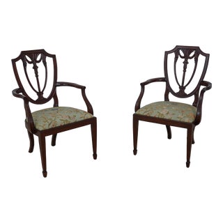 Pair Henkel Harris Shield Back Mahogany Armchairs For Sale