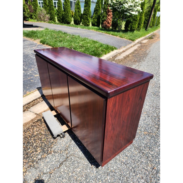 Stunning Vintage Skovby Mid-Century Modern Rosewood Credenza | Danish Modern 3-Door Buffet | Sleek Storage Cabinet For Sale - Image 15 of 18