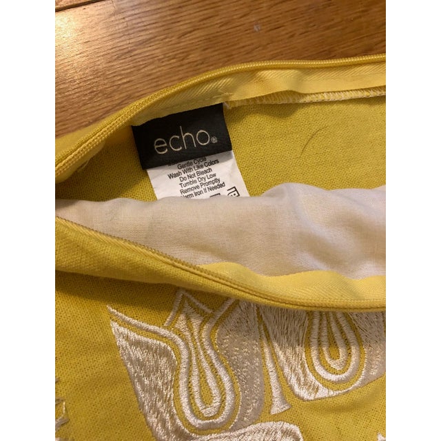 Yellow Gorgeous Buttercup Yellow Cotton Euro Pillow Shams With White Embroidery - a Pair For Sale - Image 8 of 9