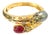 Bochic "Orient" South Sea Pear, Ruby & Sapphire Bangle Set In 18K Gold & Silver For Sale