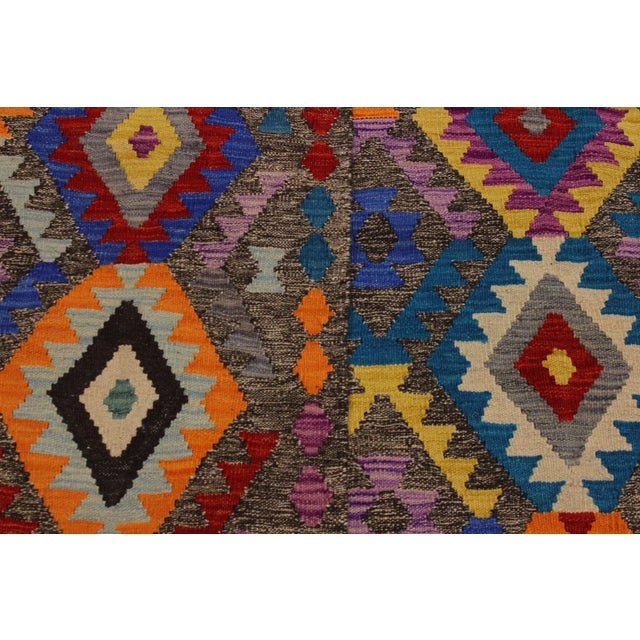2000 - 2009 Kilim Brown Blue Wool Rug - 7'0" X 9'8" For Sale - Image 5 of 7