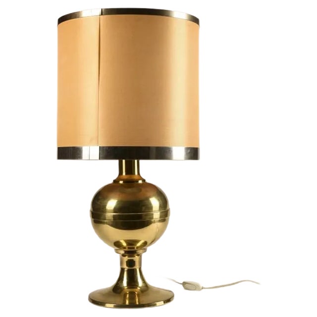 Golden Brass Lamp, 1980s For Sale