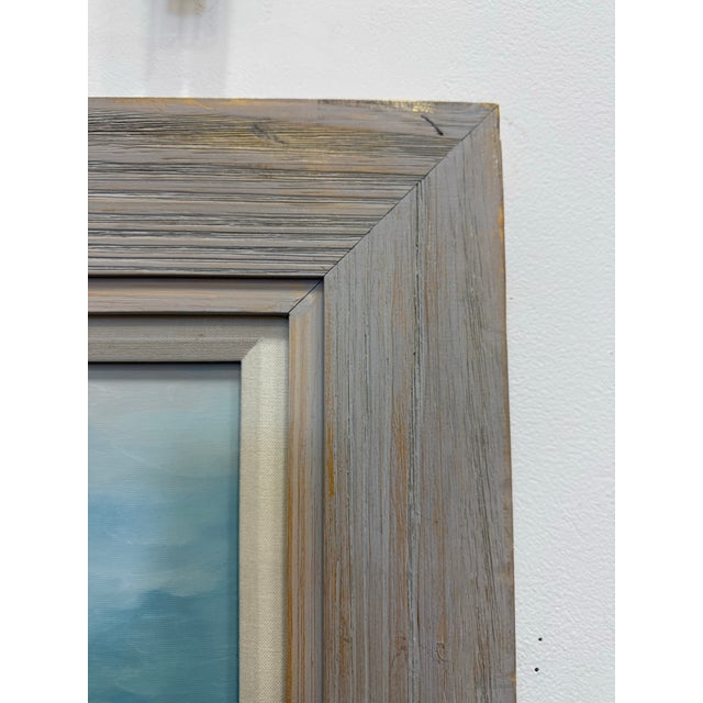 Vintage Oil on Canvas Beach Scene Solid Wood Frame For Sale - Image 9 of 11