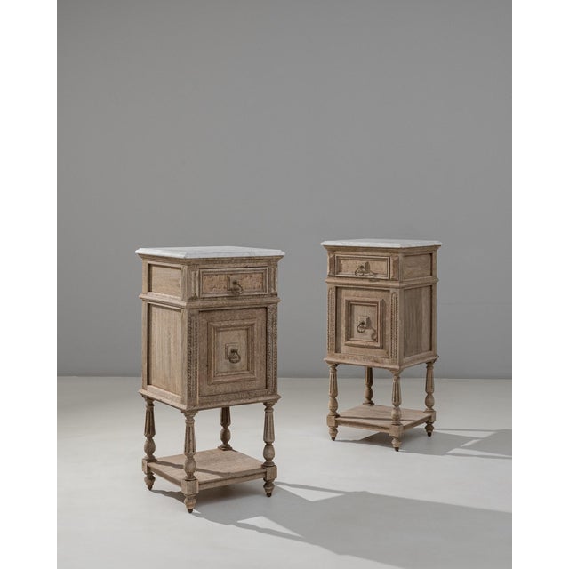 1890s French Louis XVI Bedside Tables With Marble Tops - A Pair For Sale - Image 16 of 18