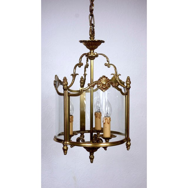Spanish Brass and Glass 3-Light Chandelier, 1950s, in Very Good conditions. Designed 1950 to 1959 I have official proof of...