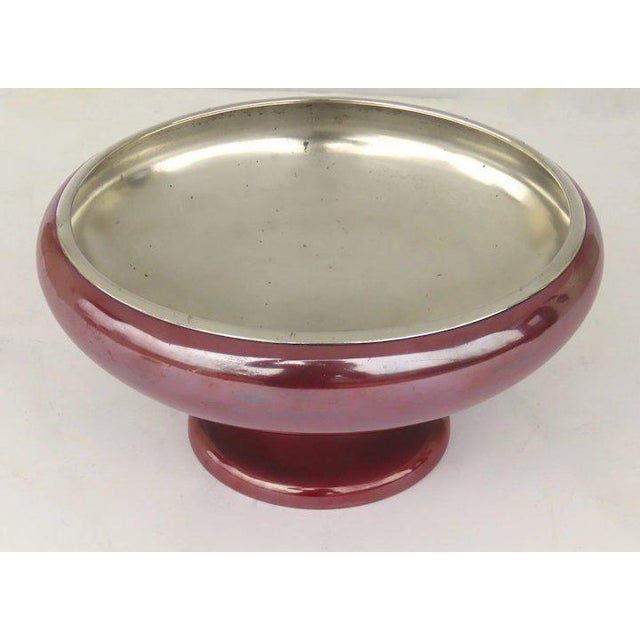 La Pierre Babylonian Red Patina Bronze & Sterling Silver Mixed Metals Pedestal Bowl For Sale In Denver - Image 6 of 11