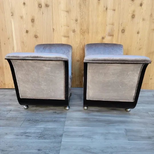 Guglielmo Ulrich Art Deco Guglielmo Ulrich Style Scroll Arm Seat Benches Newly Reupholstered - Pair For Sale - Image 4 of 9