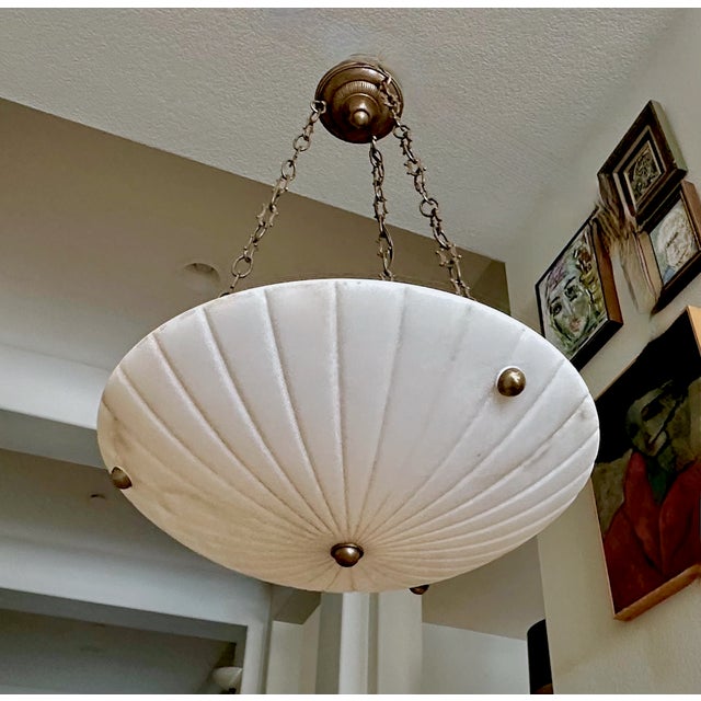 Directoire Style French Alabaster Pendant Chandelier For Sale - Image 4 of 18