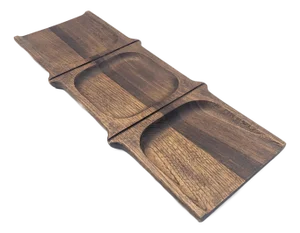 1960s Fred Press Apple Wood Hors d'Oeuvres Partitioned Tray