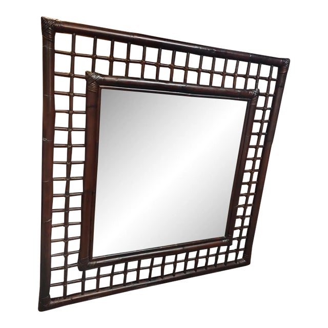 Early 70's Bamboo Mirror For Sale