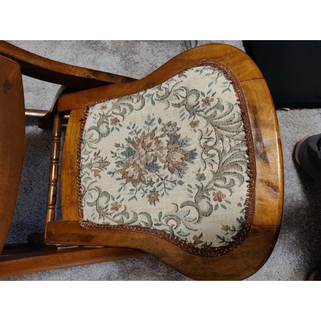 Wood Beautiful Vintage/Antique Victorian-Style Folding Rocking Chair With Needlepoint Tapestry! For Sale - Image 7 of 10