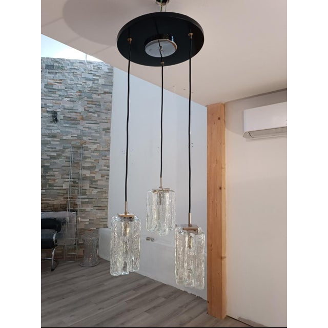 Spectacular and very rare granada ice glass chandelier by julius theodor kalmar for kalmar franken kg. austria, 1970s....