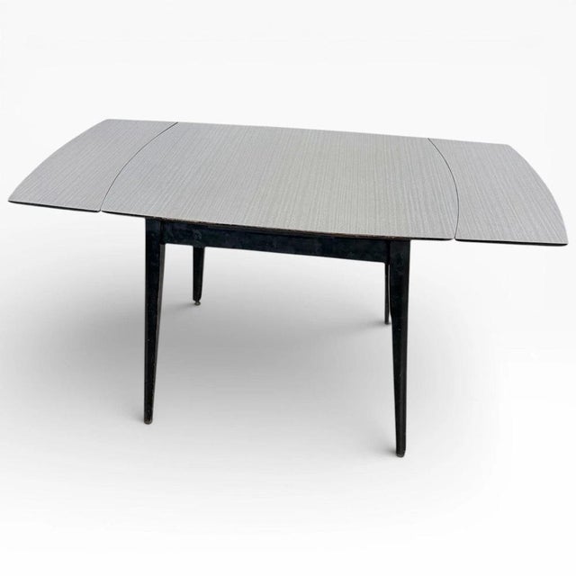 Contemporary Extendable Dining Table with White Formica Top with Black Legs For Sale - Image 3 of 10