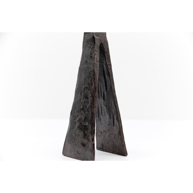 Black Brutalist Hand-Forged Iron Candleholder, 1960s For Sale - Image 8 of 9