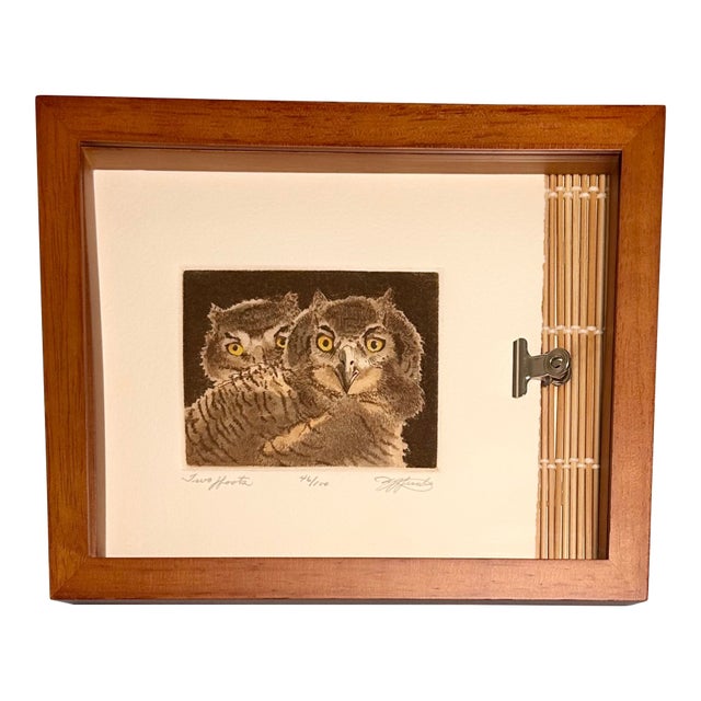 David Hunter “Two Hoots” Limited Edition Etching – Framed 46/100 For Sale