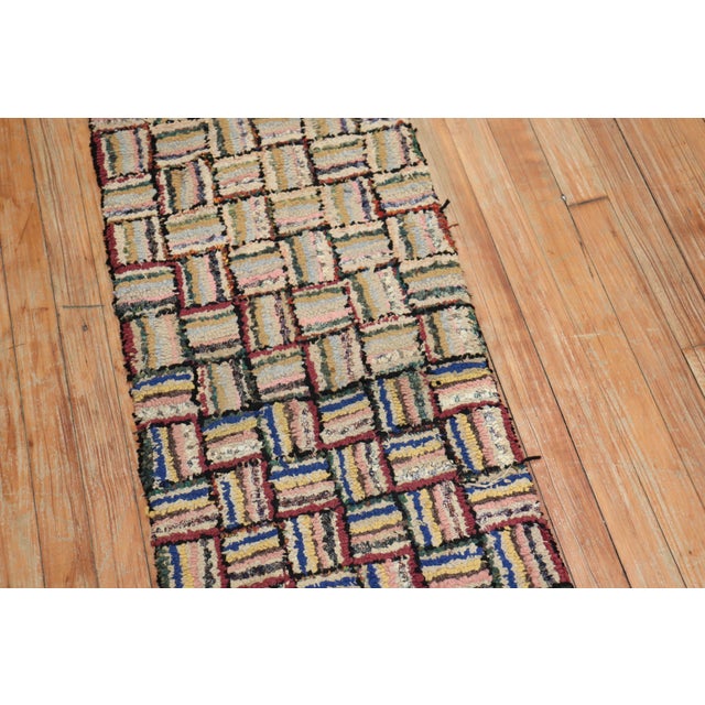 Skinny Vintage American Hooked Runner - 1'6" x 11'7" For Sale - Image 9 of 18