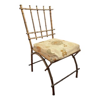 Vintage Italian, Faux, Bamboo Gold Ballroom or Accent Chair For Sale