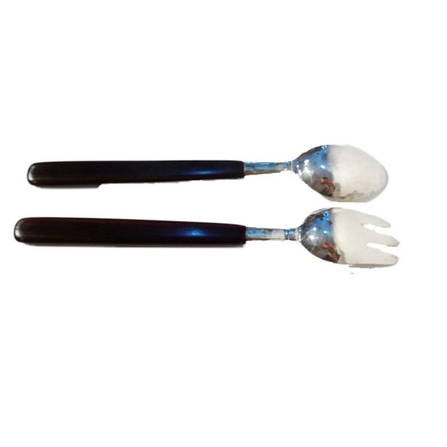 Metal Sterling Silver Salad Serving Spoons Marked For Sale - Image 7 of 7