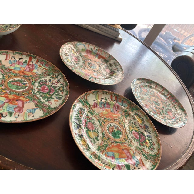 Up for sale is a stunning, genuine set of four Rose Medallion Chinese export porcelain plates dating from the mid-to-late...