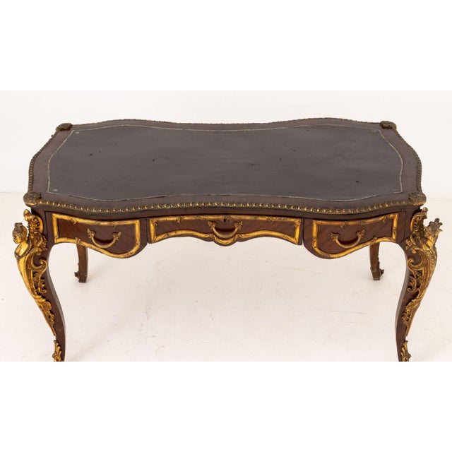 Louis XV Style Gilt Metal and Mahogany Bureau Plat For Sale - Image 4 of 12