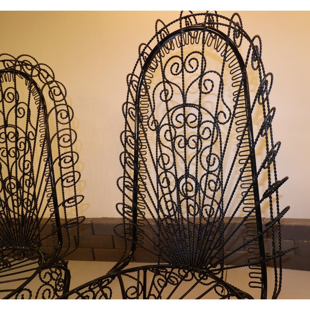 Mid 20th Century John Salterini High-Back Hearts Peacock Chairs 4 Pieces, Attributed For Sale - Image 6 of 9