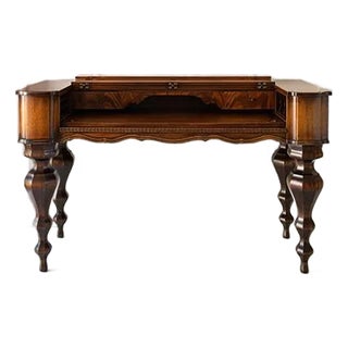 Antique Baroque Style Carved Console Table With Turned Legs and Scalloped Skirt For Sale