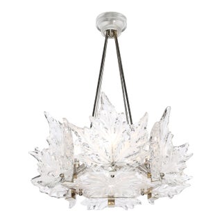 Mid-Century "Champs Élysées" Frosted Crystal Chandelier Signed René Lalique For Sale