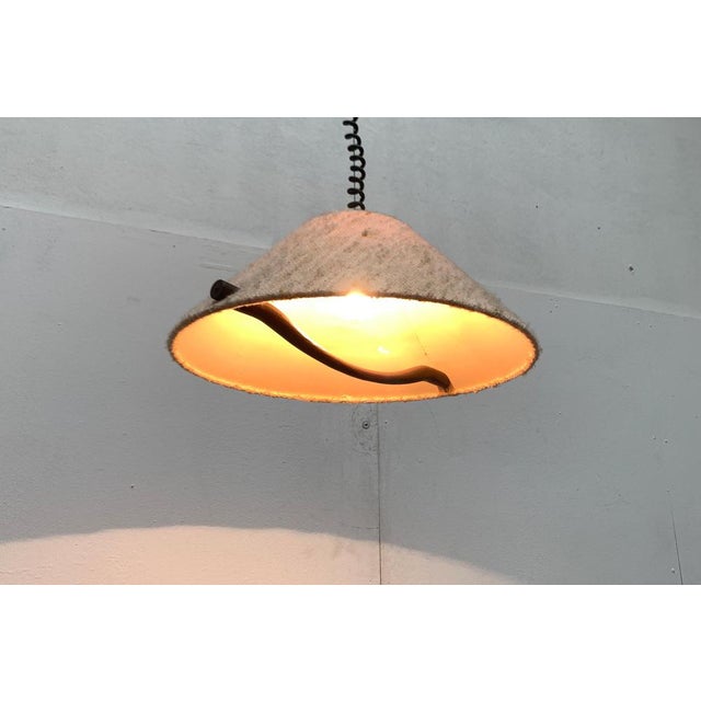 Mid-Century Wood and Wool Pendant Lamp, 1960s For Sale - Image 9 of 18