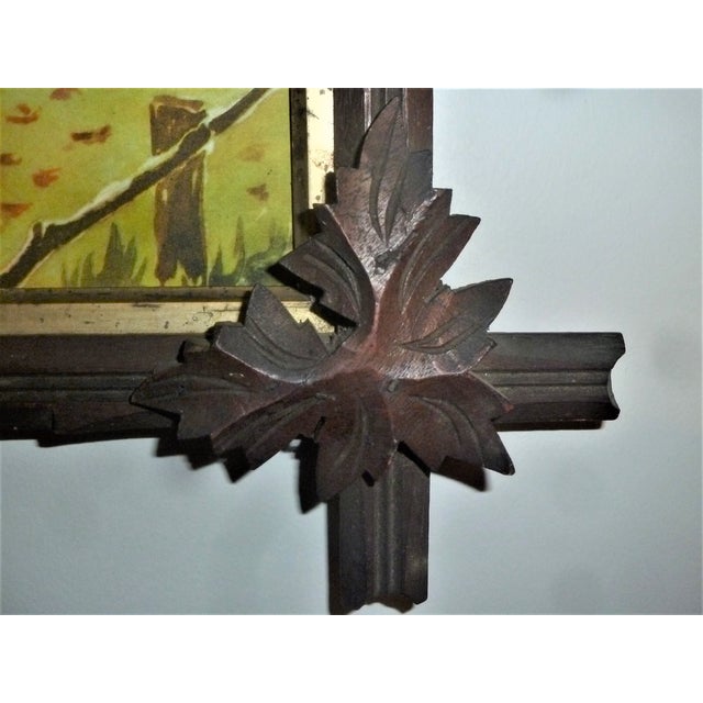 Bottle Green Adirondack Maple Leaf Wood Tramp Art Framed Figurative Print For Sale - Image 8 of 10
